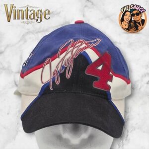 Vintage NASCAR Jeff Gordon Hat Men OSFM Blue Lucas Racing #4 Cap 90s Fashion Y2K